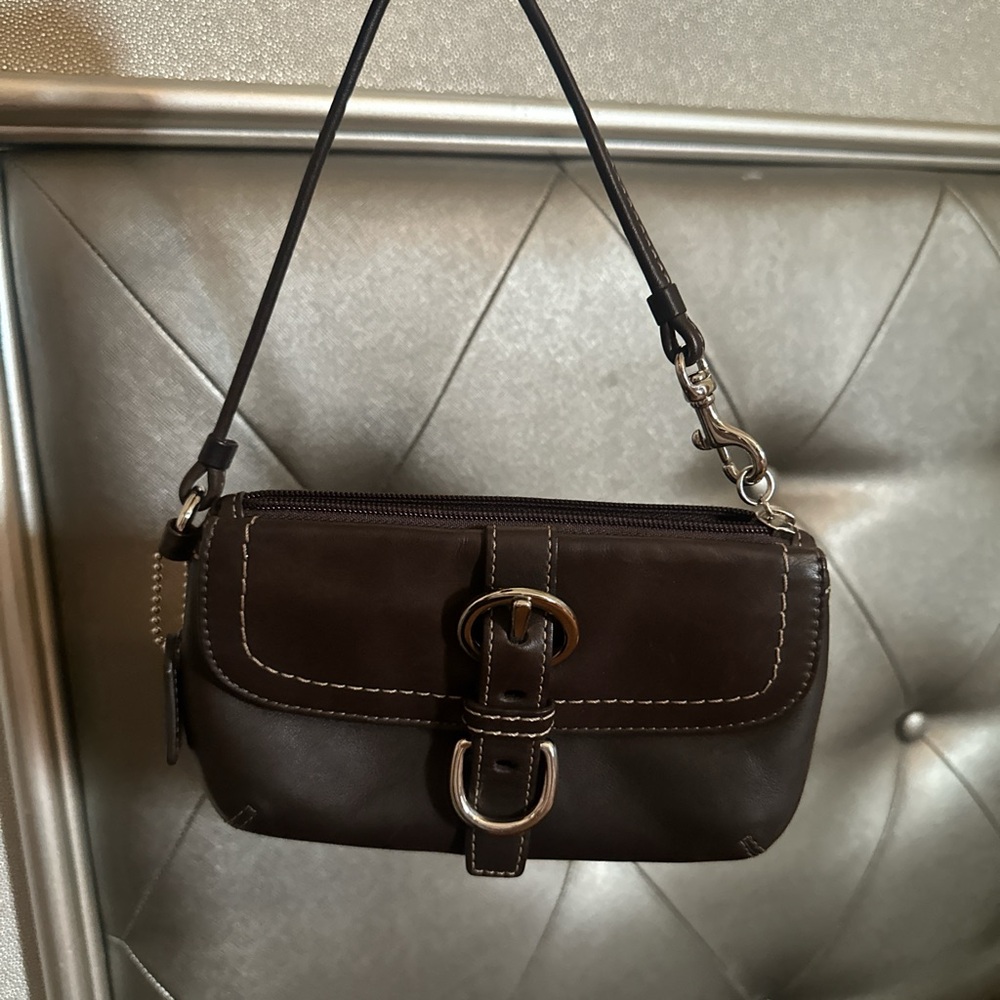 Coach Dark Brown Leather Clutch